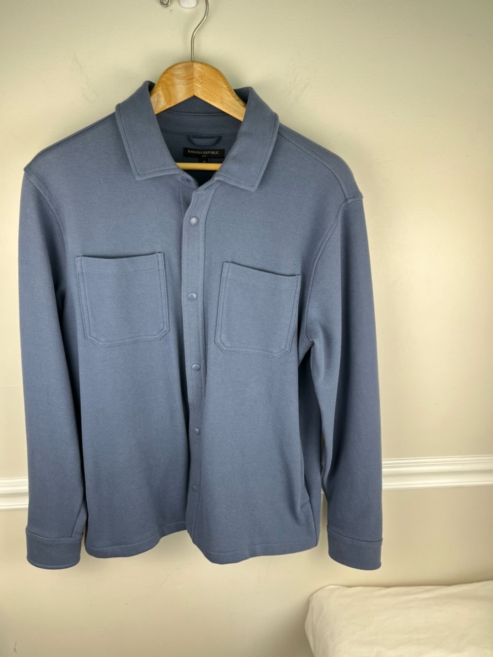 Banana Republic Dusty Blue Snap-Front Shirt Jacket